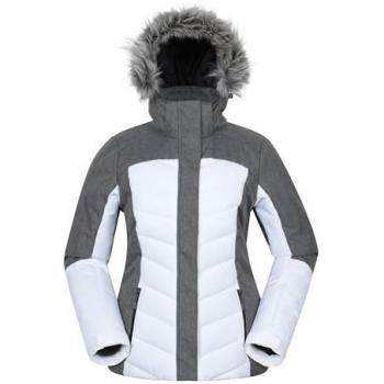 Jacket de ski blanc Pyrenees II pour femmes, résistante à l’eau et matelassée – Mountain Warehouse