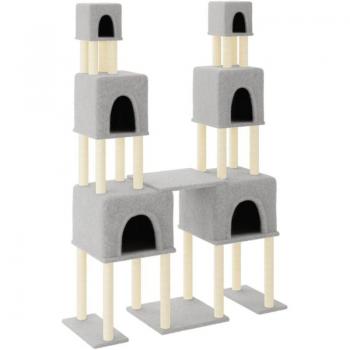 Torre di Arrampicata Grigia 199 cm con Tiragraffi in Sisal Leggero