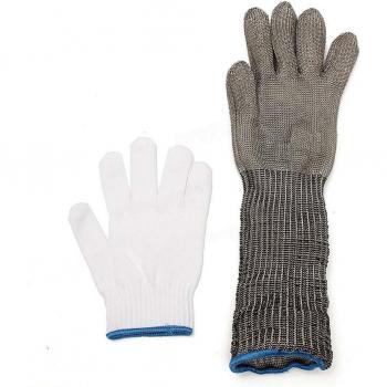 Men's Level 5 Cut-Resistant Stainless Steel Wire Braided Metal Mesh Safety Work Gloves