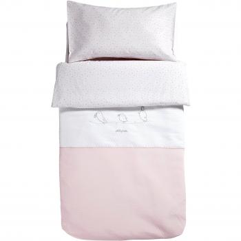 Funda nórdica tríptico Piu Piu rosa 100 x 150 cm