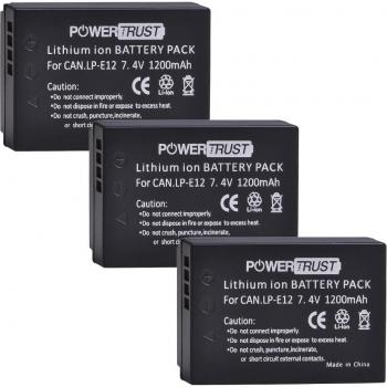 PowerTrust LP-E12 Rechargeable Battery with LCD USB Charger for Canon EOS M50, M100, 100D Kiss X7 Rebel SL1