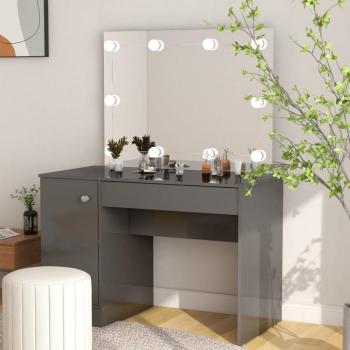 Bicchieriera con luci LED 110×55×145 cm MDF grigio lucente