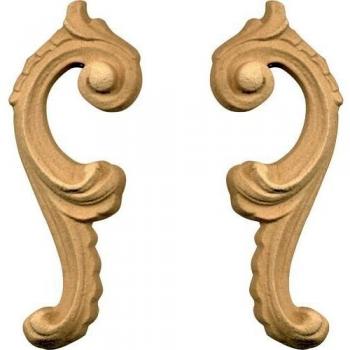 Fregio per Mobili in Pasta di Legno Grezza, Decorazione Restauri e Arte, Misura 62x43h mm, Versione Destra, Articolo 034860-DX