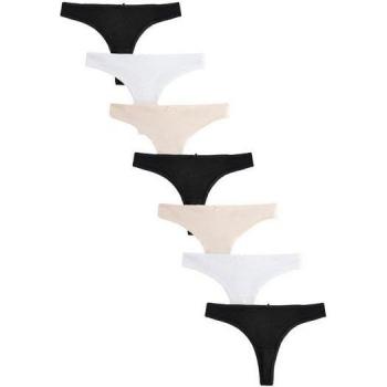 Pack de 7 strings en coton Noir / Rose Pâle / Blanc