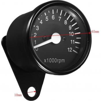Digital Motorcycle Tachometer 12V 65mm Black 12000RPM