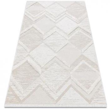 Eco Sisal Moroc Rug 22314 - Beige/Cream Zigzag & Fringe Design, 155x220 cm