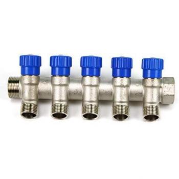 Blaues 5-fachiger Wasserverteiler mit Absperrventil – Carlo Poletti 3/4 x 1/2 Heizungsvorhang (WATER VALVE)