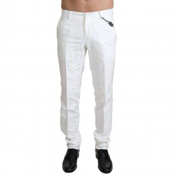 Dolce & Gabbana White Brocade Chinos - Size XS