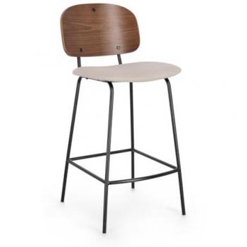 Chaises de bar en tissu beige - Lot de 2