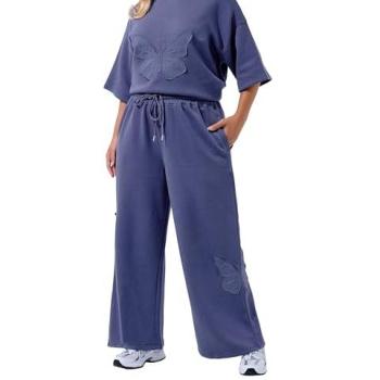 Women's Butterfly Print Wide‑Leg Joggers (Mid Navy, 16)