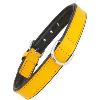 Collier Jaune en Cuir avec Fourrure - Gloria - Ajustable