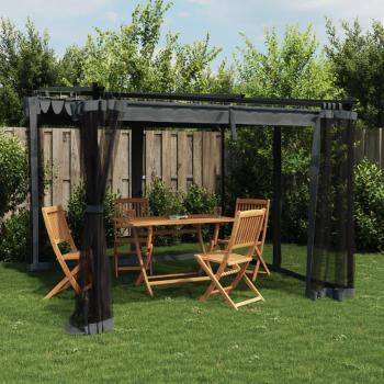 VidaXL Pavillon Pavillon Terrassenüberdachung Gartenpavillon mit Netzwänden Anthrazit