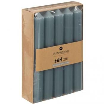 Lot de 10 bougies bâtons Hugo en coton H16cm - Bleu orage - Atmosphera créateur d'intérieur