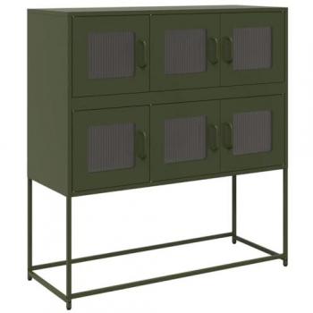 Buffet Vert Olive 100,5x39x107 Cm Acier Laminé À Froid