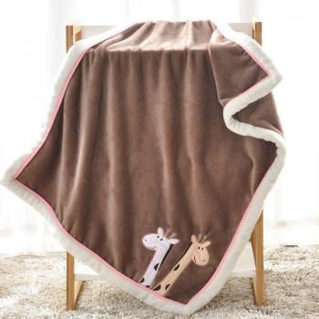 Soft Absorbent Breathable Baby Blanket with Animal Print Flannel for Newborns
