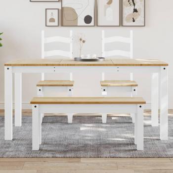VidaXL Dining Table Panama White 160x80x75 cm Solid Wood Pine