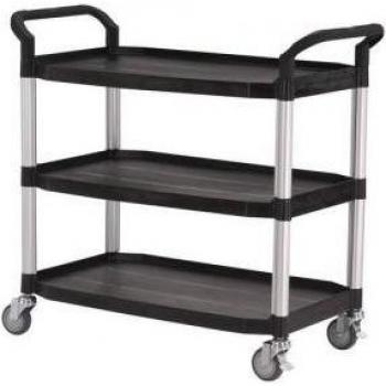 Three Tier Plastic Utility Tray Trolley with Open Ends