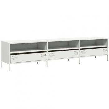Mobile TV Bianco in Acciaio Laminato a Freddo 202x39x43,5 cm