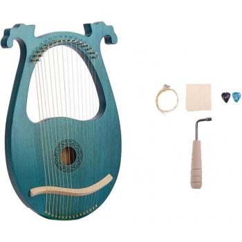 Lyre Harp de 16 Cuerdas en Caoba con Llave de Afinar y Cuerdas de Repuesto