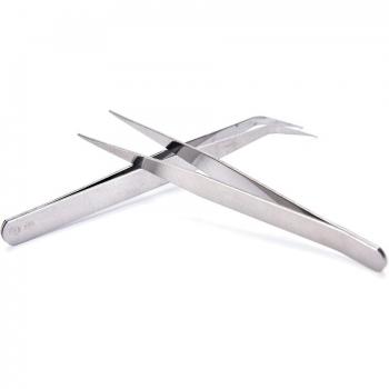 Juego de dos piezas: Puntas de pestaña metálica recta e inoxidable curva