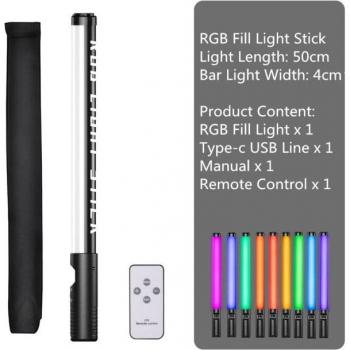 RGB Handheld Light Stick with 2m Tripod - USB Rechargeable Fill Lamp for Weddings