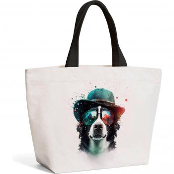 Border Collie Dog Face Glasses And Hat Splashart Beach Shopper Tote Bag