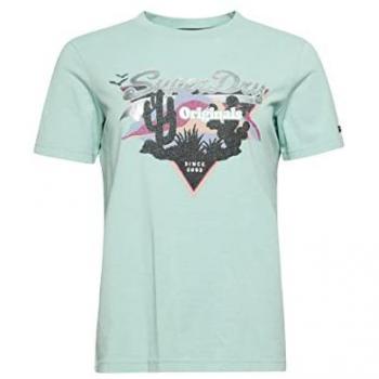 T-shirt Superdry Vintage Narrative manica corta blu turchese grigio donna - 6