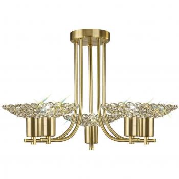 Inspired Lighting - Ellen - Soffitto Semi Flush 5 Luci Ottone Satinato, Cristallo