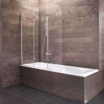 Pare-baignoire 3 volets pivotant 125x140 cm