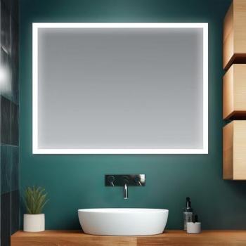 Specchiera per bagno 90x70 cm reversibile completa di cornice luminosa a LED