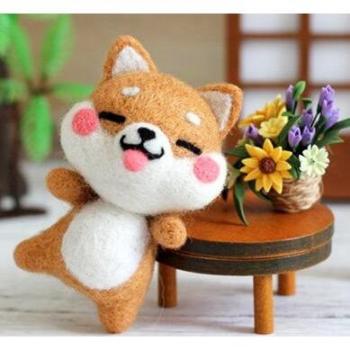 Cartoon Akita Needle Felting Kit