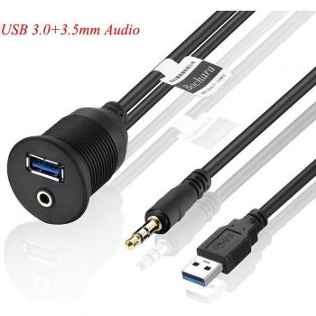 Bochara USB and 3.5mm Extension Panel for Cars
