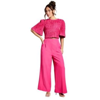 Hot Pink Coast Wide‑Leg Crepe Trousers (Size 14)