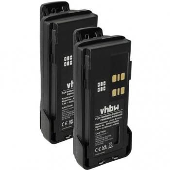 Batterie de remplacement vhbw pour Motorola PMNN4544, PMNN4544A, PMNN4543A (3350mAh, 7,4V, Li-ion) - 2x avec clip de ceinture