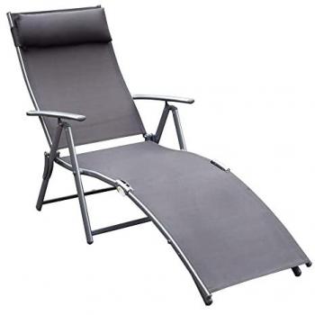 Sun Lounger Recliner with Pillow Foldable 7 Levels Textilene