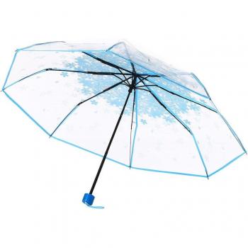 3-Fold Blue Pink Umbrella with Cherry Blossom