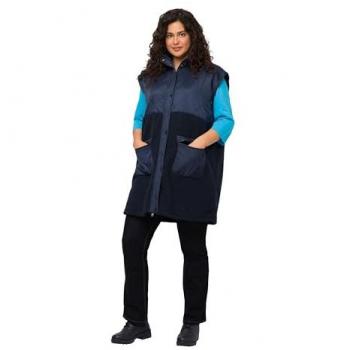 Ulla Popken Teddyweste, Damen, blau, Größe 54/56