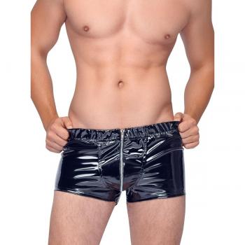 Schwarze Lack-Pants mit Zipper von Black Level