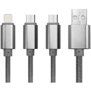 Cable USB 3 en 1 Multi-Función Duradero Trenzado Cable de Carga para iPhone 5S, 5C, 6, 6+, Samsung Galaxy Note y otros teléfonos Android