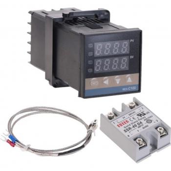Contrôleur de température PID REX-C100, 0-900°C, thermocouple K, SSR40A, 100-240VAC, dissipateur thermique inclus