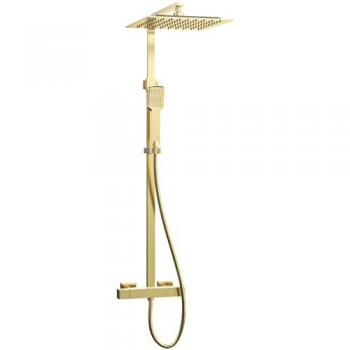 Columna de Ducha Essebagno Quartos 300 Oro Cepillado con Mando Termostático