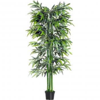 Outsunny Pianta di Bambù Artificiale in Vaso da 180cm per Interni ed Esterni