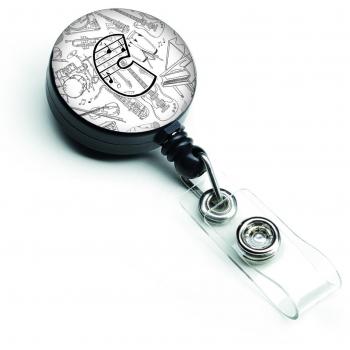 Caroline's Treasures Letter C Musical Note Letters Retractable Badge Reel, Multicolor