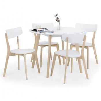 Casa Round Table & 4 Oak-Trimmed Chairs Set