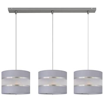 Helam Lighting Helen Straight Bar Pendant Ceiling Light Grey, Silver 65cm