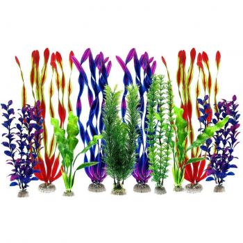 Vivid Large Assorted Color Plastic Aquarium Plants K802