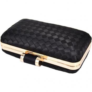 Sac à bandoulière tissé noir en satin