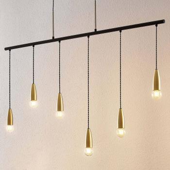 Lucande Carlea 6-Bulb Hanging Light Fixture in Black Aluminum for Living Room & Dining Room
