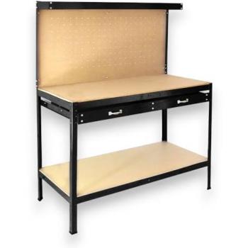 Banco da lavoro 120x60 cm in metallo con ripiani in MDF