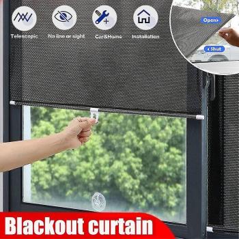 Cortina enrollable con ventosas para coche y oficina 58cm x 125cm color negro